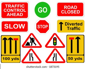 195 Diverted traffic roadworks sign symbol Images, Stock Photos ...