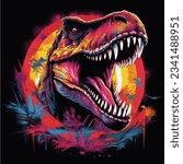 Roar with the king wearing this ferocious dinosaur t-shirt featuring a T-Rex busting out of the shirt with bared teeth