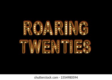 Roaring Twenties Poster Bulb Hollywood Broadway Letters On Black Background