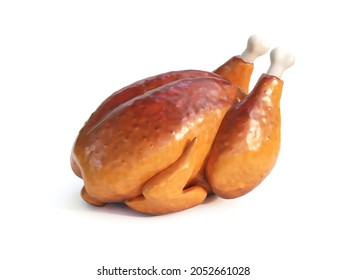 Roasted chicken isolated on white 3d rendering - Powered by Shutterstock