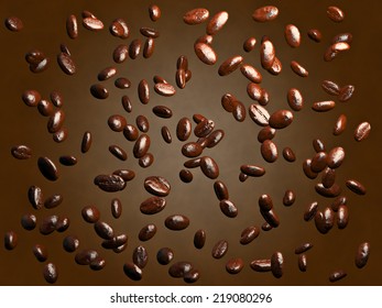 Roasted Coffee Beans Falling Down