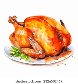 Roasted tasty chicken isolated food illustration thanksgiving day dish delicious christmas meal  - Powered by Shutterstock