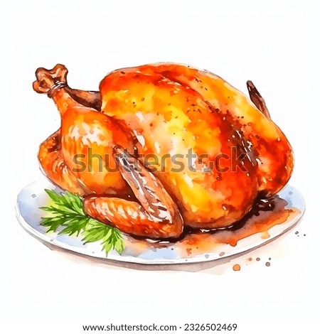 Roasted tasty chicken isolated food illustration thanksgiving day dish delicious christmas meal 