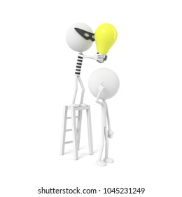 Robber stealing bulb with stealing idea concept. 3D rendering.