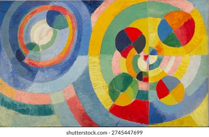 Robert Delaunay's Circular Forms (1930). Vintage abstract painting, beautiful artwork.