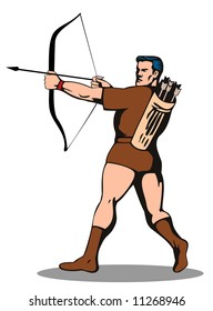 Robin Hood Bow Arrow Stock Illustration