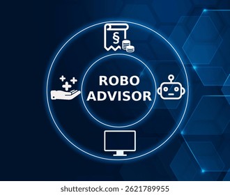 robo advisor tech concept.A digital platform that provides automated, algorithm-driven financial planning services.