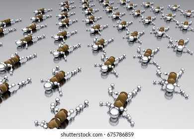 The Robot Army Crawls Over The Surface. 3D Rendering.