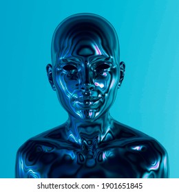 Robot Artificial Human Made Iridescent Plastic Stock Illustration 