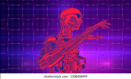 Robot Artificial Intelligence New Retro Wave Stock Illustration ...