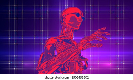 Robot Artificial Intelligence New Retro Wave Stock Illustration ...
