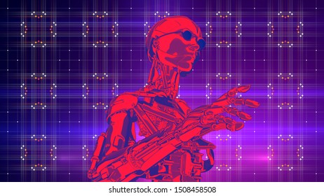 Robot Artificial Intelligence New Retro Wave Stock Illustration ...