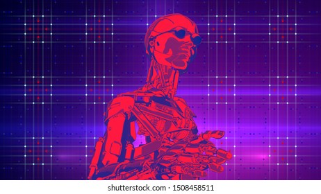 Robot Artificial Intelligence New Retro Wave Stock Illustration ...
