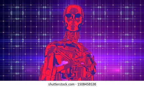 Robot Artificial Intelligence New Retro Wave Stock Illustration ...