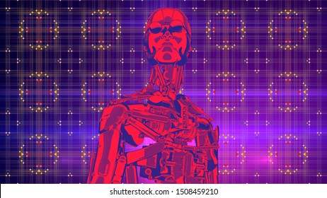 Robot Artificial Intelligence New Retro Wave 库存插图 1508458547 | Shutterstock