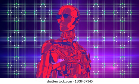 Robot Artificial Intelligence New Retro Wave Stock Illustration ...