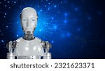 Robot are assistant  for provide access to data growth of business in online network, Robot application and global connection, AI, Artificial intelligence.