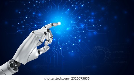 Robot are assistant  for provide access to data growth of business in online network, Robot application and global connection, AI, Artificial intelligence.