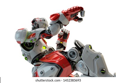 Robot boxer in rack stand, 3d rendering