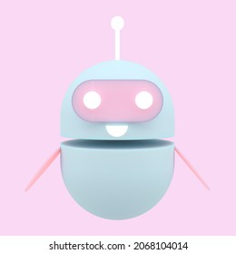 Robot Chatbot Icon 3d. Cute AI Bot Helper Mascot Character Cartoon Symbol Business Assistant. 3d Illustration.