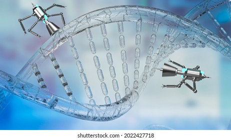 The Robot And Dan For Nanorobotics  Concept 3d Rendering
