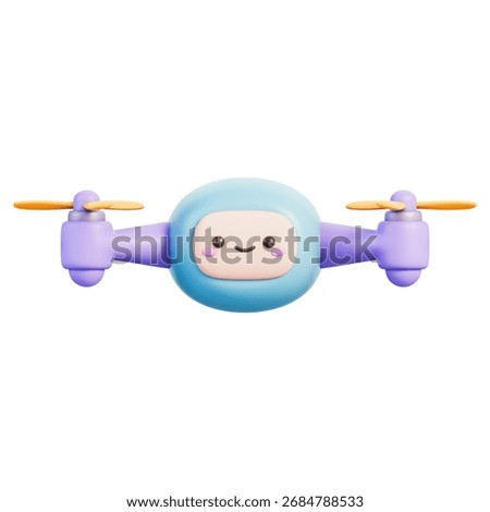 Robot drone quadcopter with rotating propellers, symbolizing autonomous flight, aerial navigation, mapping, delivery, logistics and robotics innovation. Isolated on white background, 3d illustration.