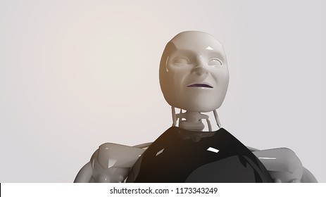 Robot face AI(Artificial Intelligence)concept.