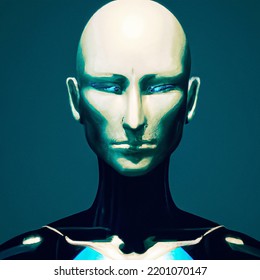 Robot Face, Humanoid Face, Robot Portrait Illustration