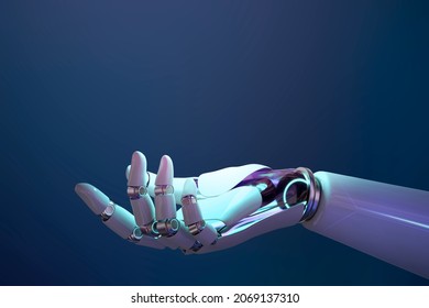Robot hand background, presenting technology gesture - Shutterstock ID 2069137310