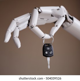 Robot Hand With Car Key In It 3d Illustration