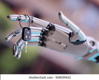 Robot Hand With Car Key In It 3d Illustration