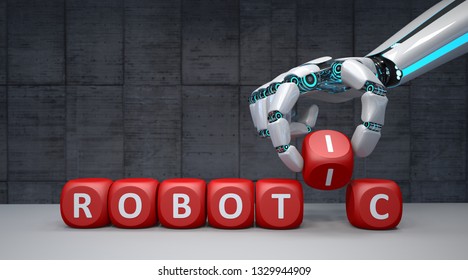 Robot Hand Red Cubes Text Industry Stock Illustration 1176698389 ...