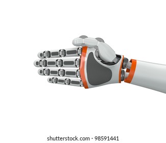 Robot hand holding an imaginary object