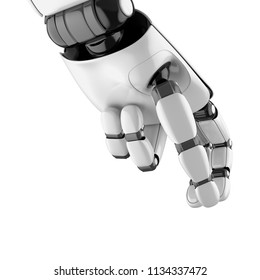 Robot Hand Holding Something And Putting It Down. 3D Rendering.