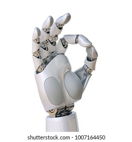 Robot Hand OK Sign 3d Rendering