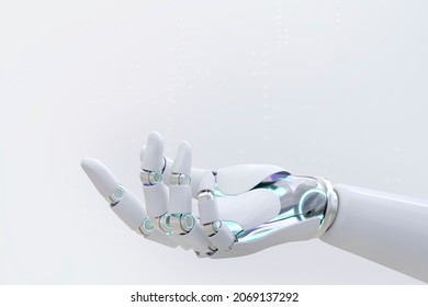 Robot hand showing background, 3D AI technology side view - Shutterstock ID 2069137292