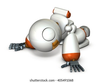 Robot has bowed down because disappointed. 3D illustration
