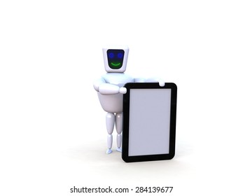 Robot with mobile tablet device