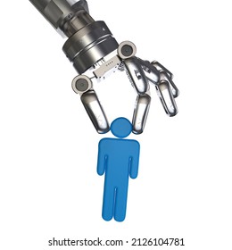 Robot replace human job concept with 3d rendering robot remove human 