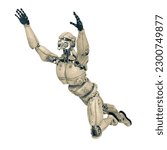 robot test is flying up, 3d illustration