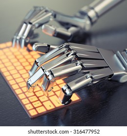 robot typing fingers