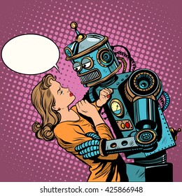 Robot Woman Love Computer Technology