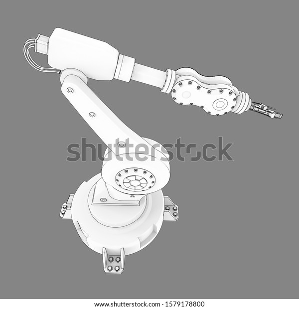 Robotic arm for any\
work in a factory or production. Mechatronic equipment for complex\
tasks. 3d\
illustration.