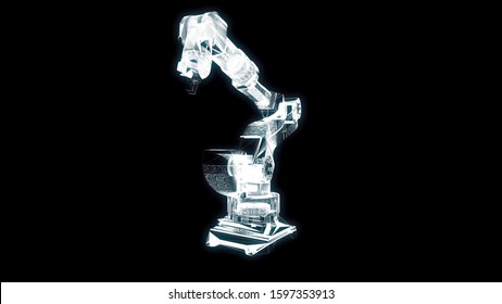 Robotic arm Hand Hologram Wireframe. Nice 3D Render on a black background - Powered by Shutterstock - Get 15% off with code: PIKWIZARD15