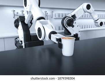 Robotic arm serving coffee. 3D illustration - Powered by Shutterstock