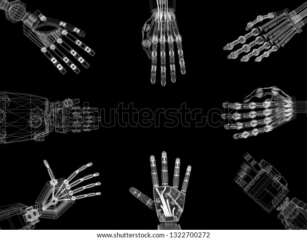 Robotic Arms Hands Architect Blueprint D Stock Illustration Shutterstock