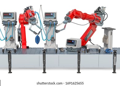 Robotic Arms Production Of Medical Ventilator, ICU. 3D Rendering Isolated On White Background