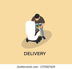 Robotic Express Delivery Service To Customer.Contactless Safe Delivery Concept During Quarantine.Man Pick Up Cup Of Coffee Or Drinks And Goods Delivered By Smart Robot. Prevention Of Coronavirus.