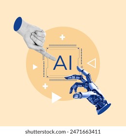 Robotic hand, cyborg, pointing his finger, human hand, stretched finger, teamwork, artificial intelligence, human, robot, new technology, Healthcare and medicine, Technology, Intelligence