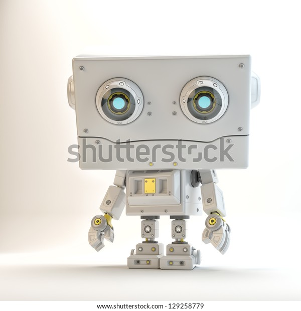 大きな四角い頭を持つロボットおもちゃ かわいいおもちゃ のイラスト素材